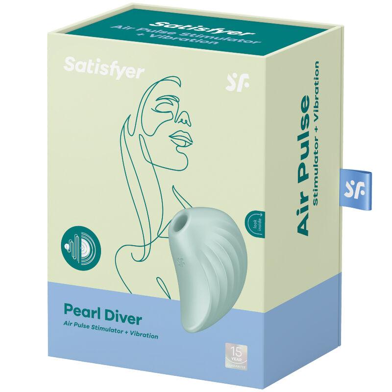 SATISFYER ESTIMULADOR E VIBRADOR DE PULSO DE AR PEARL DIVER VERDE