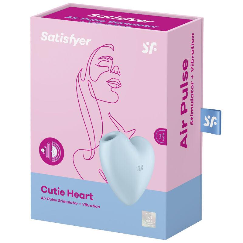 SATISFYER ESTIMULADOR E VIBRADOR CUTIE HEART AIR PULSE AZUL