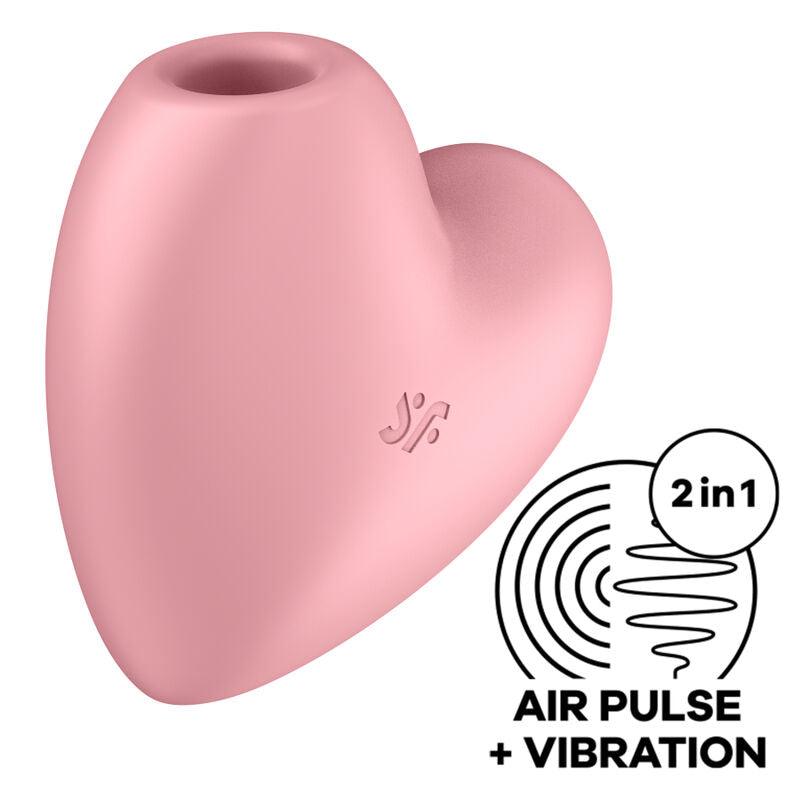 SATISFYER ESTIMULADOR E VIBRADOR CUTIE HEART AIR PULSE ROSA