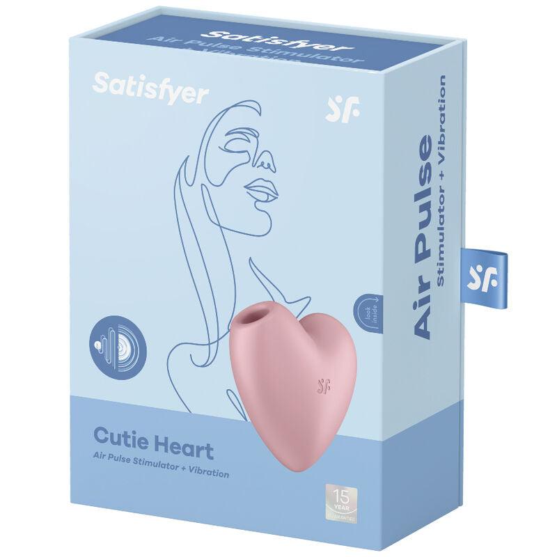 SATISFYER ESTIMULADOR E VIBRADOR CUTIE HEART AIR PULSE ROSA