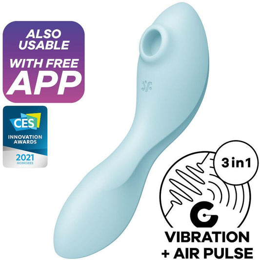 SATISFYER CURVY TRINITY 5 ESTIMULADOR DE PULSO DE AR E APLICATIVO VIBRADOR AZUL