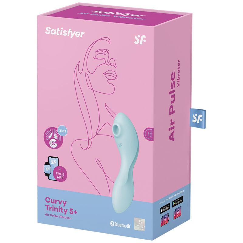 SATISFYER CURVY TRINITY 5 ESTIMULADOR DE PULSO DE AR E APLICATIVO VIBRADOR AZUL