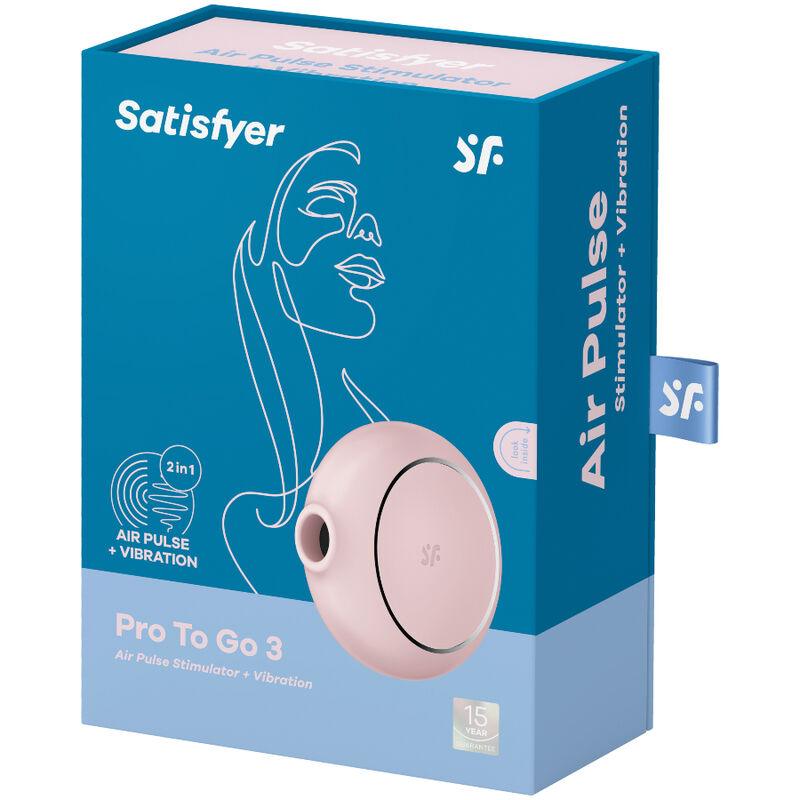 SATISFYER PRO TO GO 3 ESTIMULADOR E VIBRADOR DE PULSO DE AR DUPLO ROSA