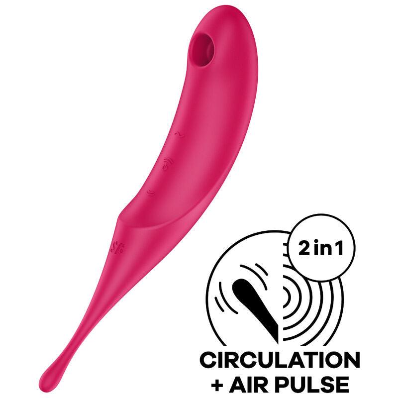 SATISFYER ESTIMULADOR E VIBRADOR DE PULSO TWIRLING PRO AIR VERMELHO