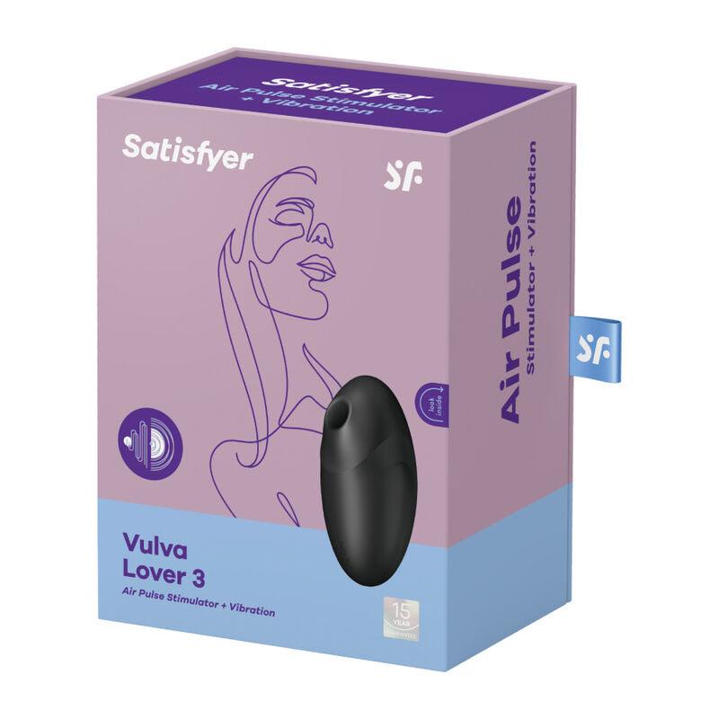 SATISFYER ESTIMULADOR E VIBRADOR DE PULSO DE AR VULVA LOVER 3 PRETO