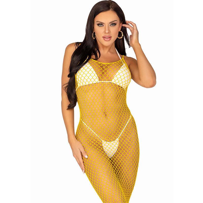 LEG AVENUE VESTIDO LONGO NET AMARELO TAMANHO uNICO