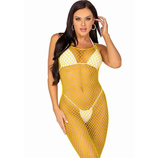 LEG AVENUE VESTIDO LONGO NET AMARELO TAMANHO uNICO