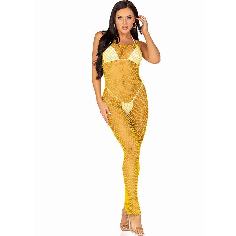 LEG AVENUE VESTIDO LONGO NET AMARELO TAMANHO uNICO