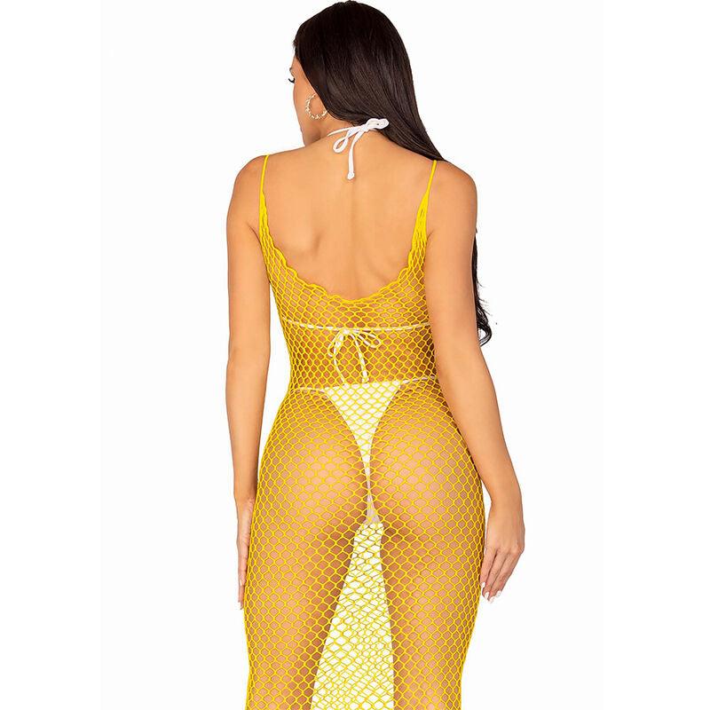 LEG AVENUE VESTIDO LONGO NET AMARELO TAMANHO uNICO