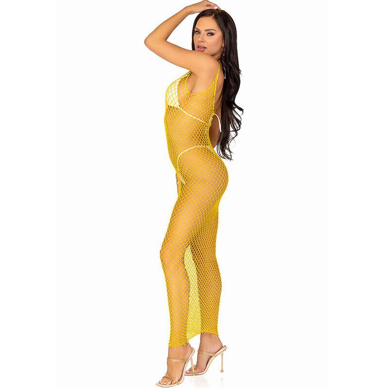 LEG AVENUE VESTIDO LONGO NET AMARELO TAMANHO uNICO