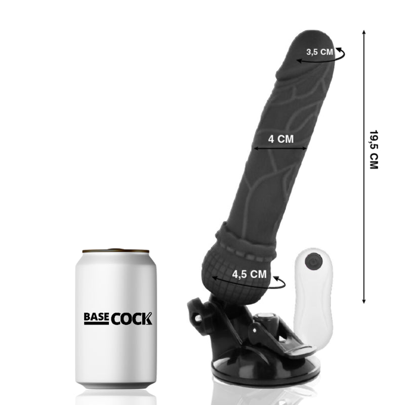 BASECOCK VIBRADOR DE CONTROLE REMOTO REALISTA PRETO 195 CM O 4 CM