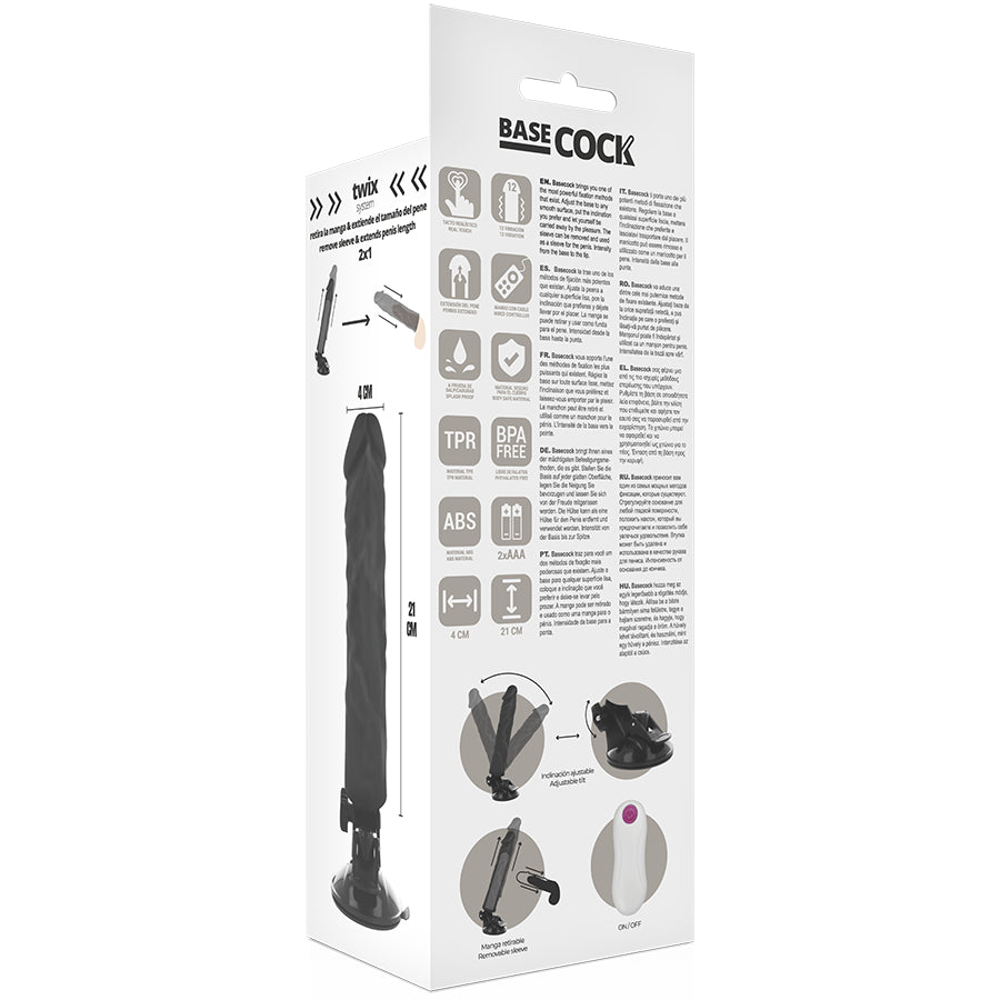 BASECOCK VIBRADOR REALiSTICO CONTROLE REMOTO PRETO 21 CM O 4 CM