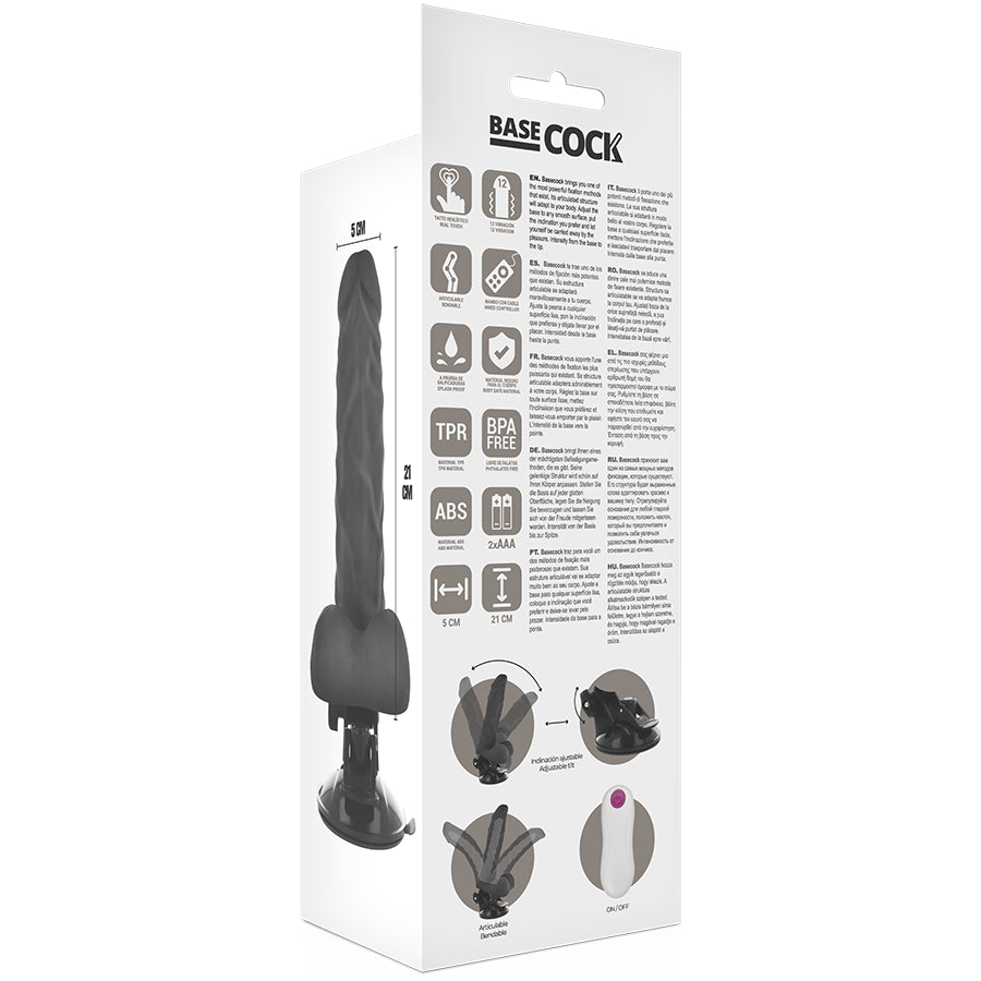 BASECOCK VIBRADOR ARTICULVEL CONTROLE REMOTO PRETO 21 CM O 5 CM