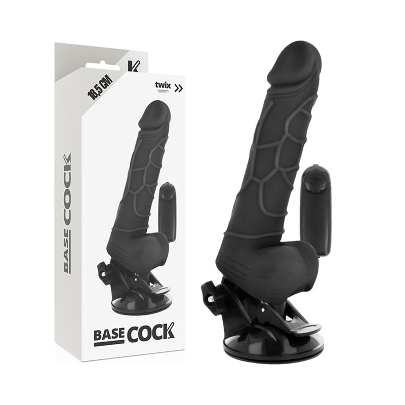 BASECOCK CONTROLE REMOTO VIBRADOR REALiSTICO PRETO 185 CM O 4CM