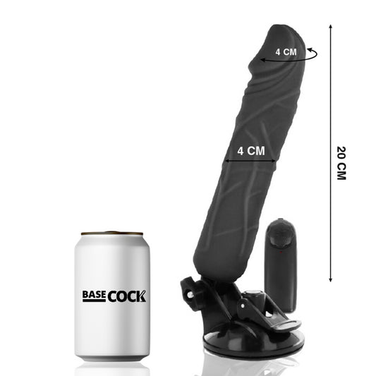 BASECOCK CONTROLE REMOTO VIBRADOR REALiSTICO PRETO 20 CM O 4 CM