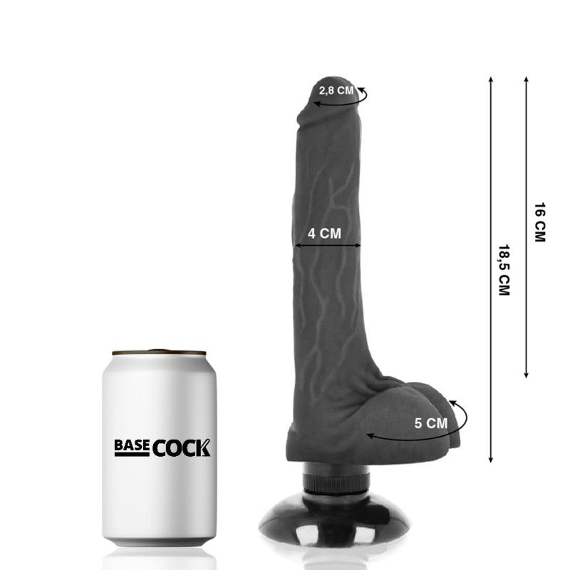 BASECOCK VIBRADOR REALiSTICO 2 1 PRETO 185 CM O 4 CM