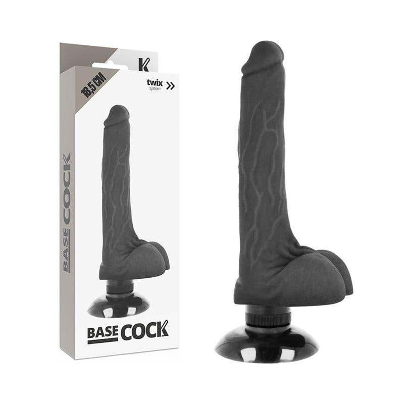 BASECOCK VIBRADOR REALiSTICO 2 1 PRETO 185 CM O 4 CM