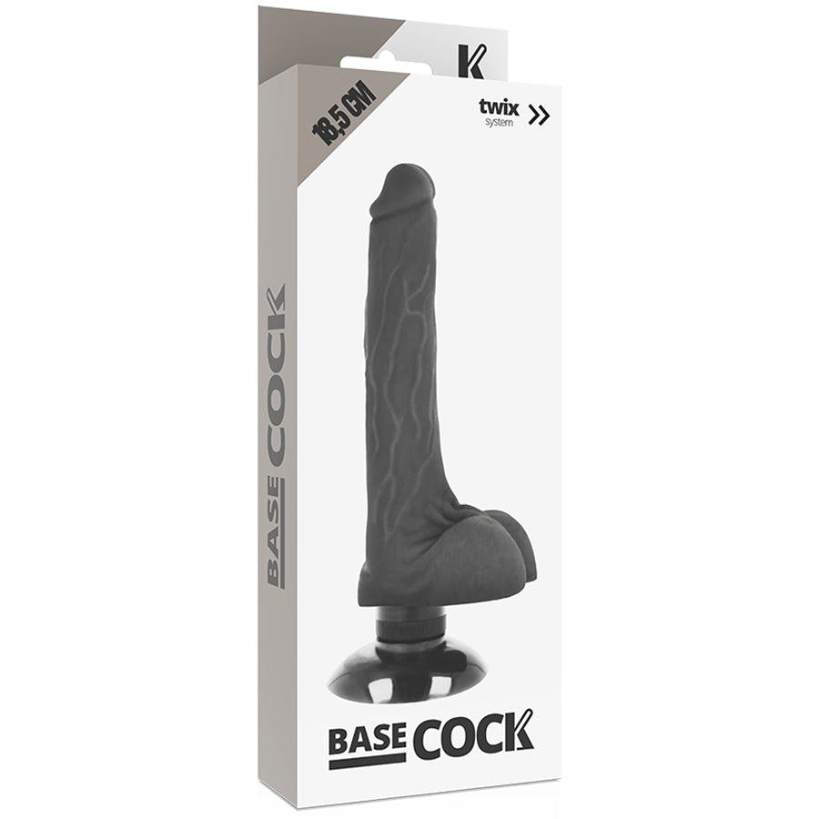 BASECOCK VIBRADOR REALiSTICO 2 1 PRETO 185 CM O 4 CM