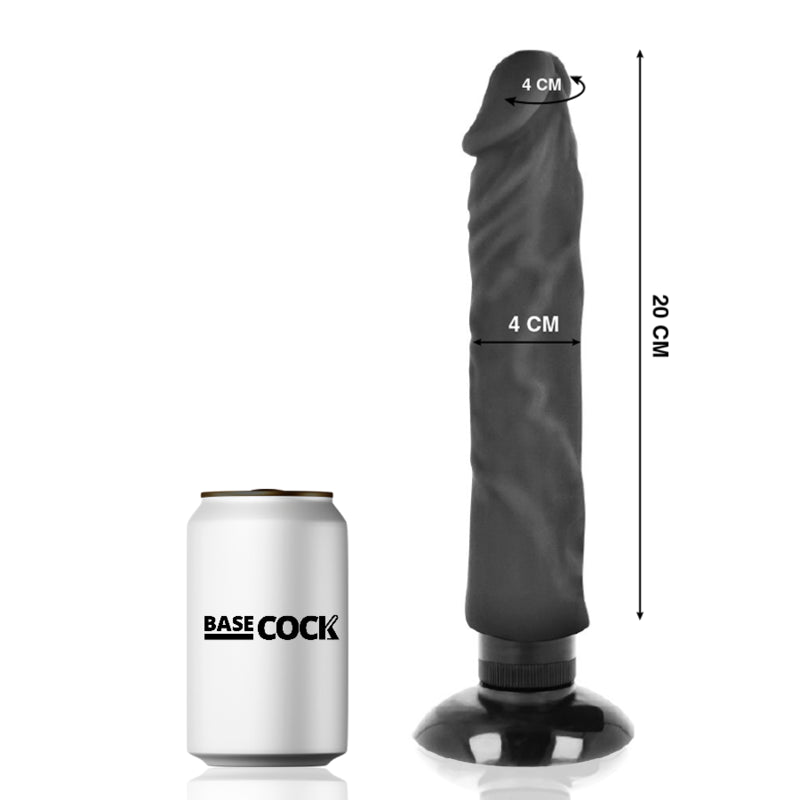 BASECOCK VIBRADOR REALiSTICO BASECOCK 2 1 PRETO 20 CM O 4 CM