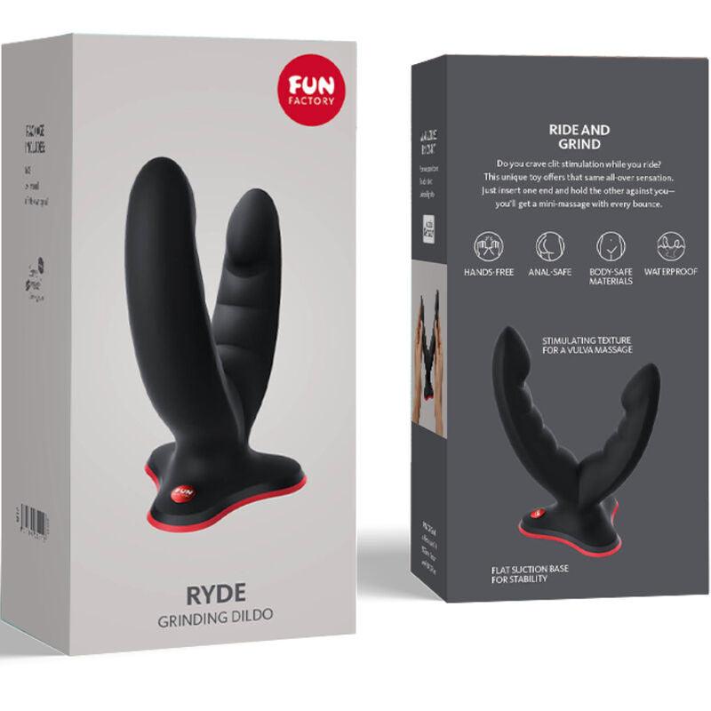 FUN FACTORY RYDE DILDO DUPLO E MASSAGER PRETO