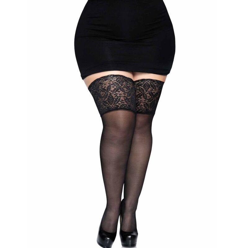 LEG AVENUE STAY UPS SHEER THIGH HIGH PLUS SIZE