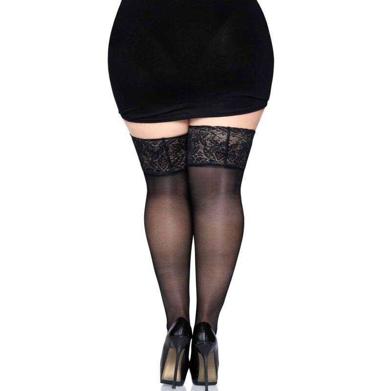 LEG AVENUE STAY UPS SHEER THIGH HIGH PLUS SIZE