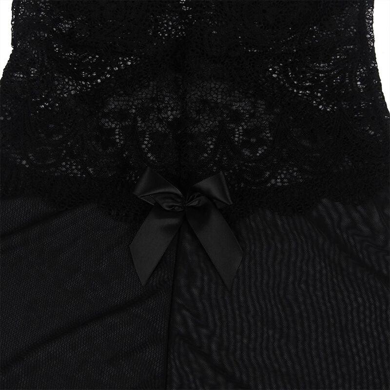 SUBBLIME BABYDOLL TECIDO DE TULE COM RENDA E DETALHE FLOR PRETO S M