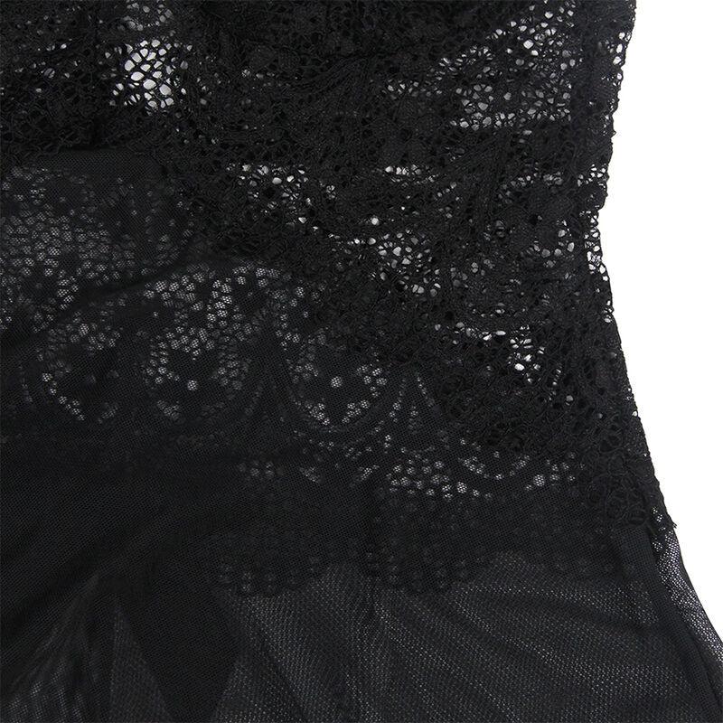 SUBBLIME BABYDOLL TECIDO DE TULE COM RENDA E DETALHE FLOR PRETO S M