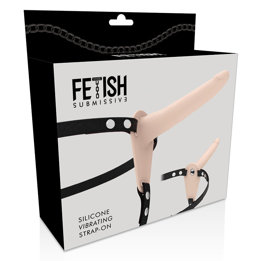 FETISH SUBMISSIVE HARNESS VIBRADOR DE SILICONE DE CARNE 15 CM