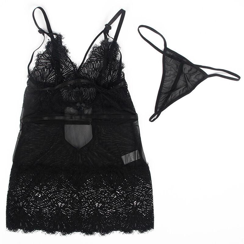 SUBBLIME BABYDOLL COM ALAS DE RENDA AJUSTVEIS PRETO S M