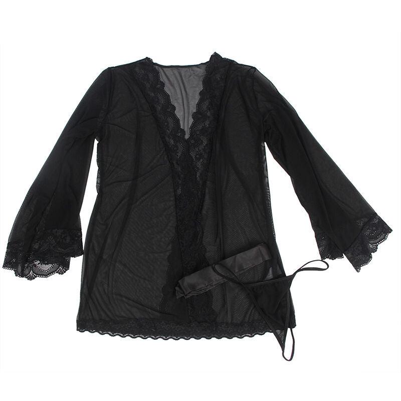 SUBBLIME ROBE DE TECIDO TRANSPARENTE COM DETALHE DE RENDA PRETO S M