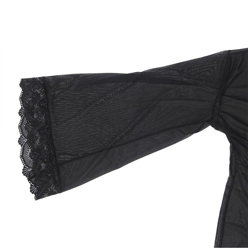 SUBBLIME ROBE DE TECIDO TRANSPARENTE COM DETALHE DE RENDA PRETO S M