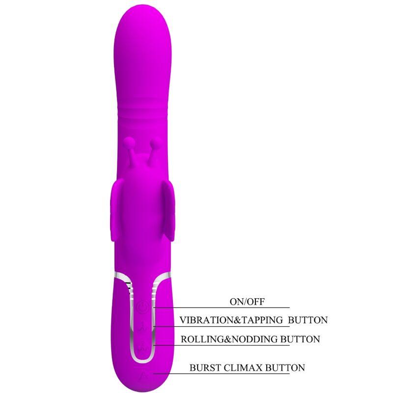 PRETTY LOVE VIBRADOR COELHO MULTIFUNCoES 4 EM 1 BORBOLETE FuCSIA