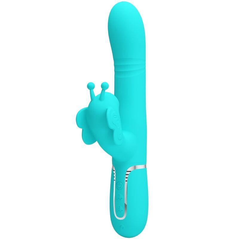 PRETTY LOVE VIBRADOR COELHO MULTIFUNCoES 4 EM 1 BUTTERFLY AQUA VERDE