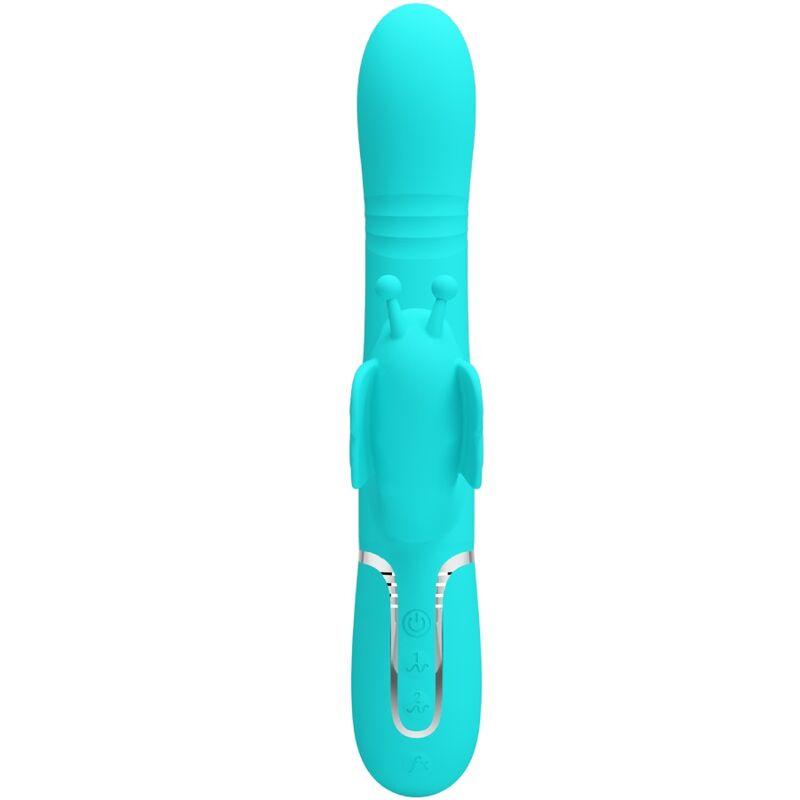 PRETTY LOVE VIBRADOR COELHO MULTIFUNCoES 4 EM 1 BUTTERFLY AQUA VERDE