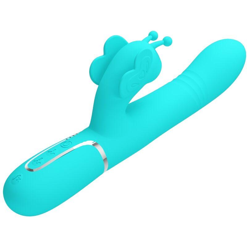 PRETTY LOVE VIBRADOR COELHO MULTIFUNCoES 4 EM 1 BUTTERFLY AQUA VERDE