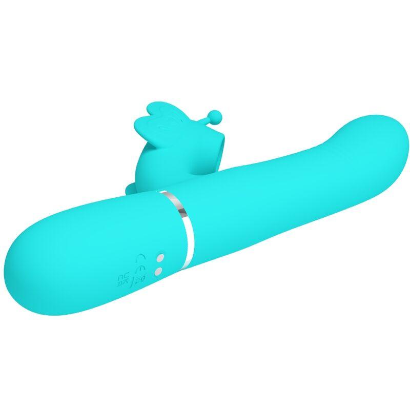 PRETTY LOVE VIBRADOR COELHO MULTIFUNCoES 4 EM 1 BUTTERFLY AQUA VERDE