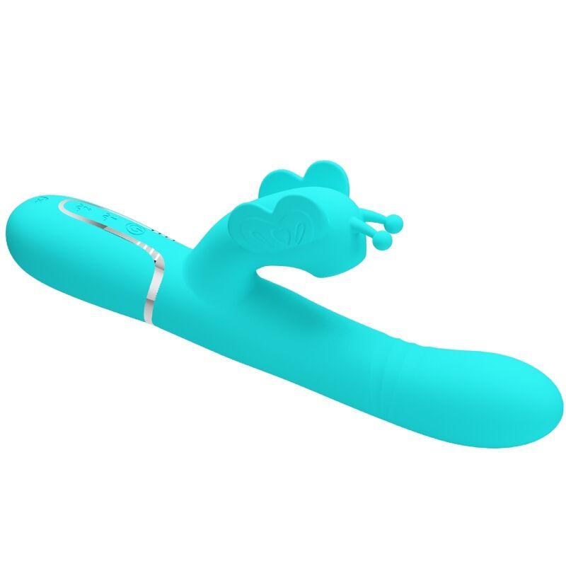 PRETTY LOVE VIBRADOR COELHO MULTIFUNCoES 4 EM 1 BUTTERFLY AQUA VERDE