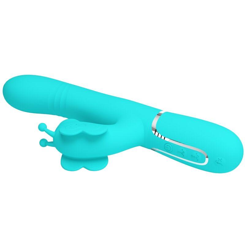 PRETTY LOVE VIBRADOR COELHO MULTIFUNCoES 4 EM 1 BUTTERFLY AQUA VERDE