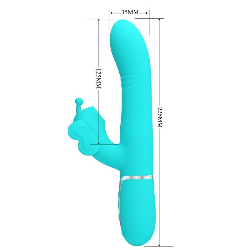 PRETTY LOVE VIBRADOR COELHO MULTIFUNCoES 4 EM 1 BUTTERFLY AQUA VERDE