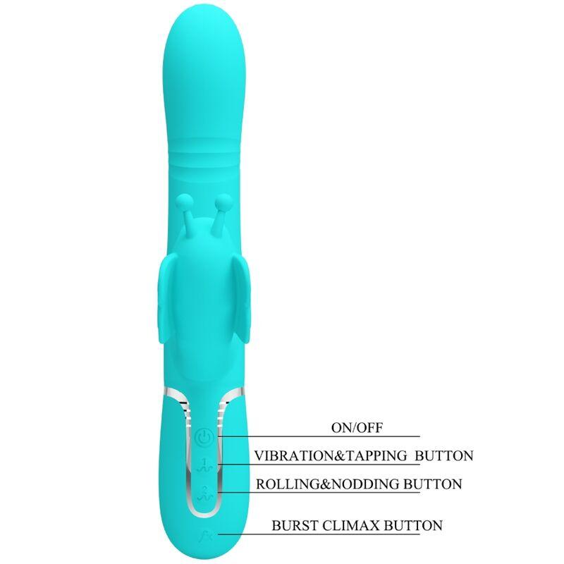 PRETTY LOVE VIBRADOR COELHO MULTIFUNCoES 4 EM 1 BUTTERFLY AQUA VERDE