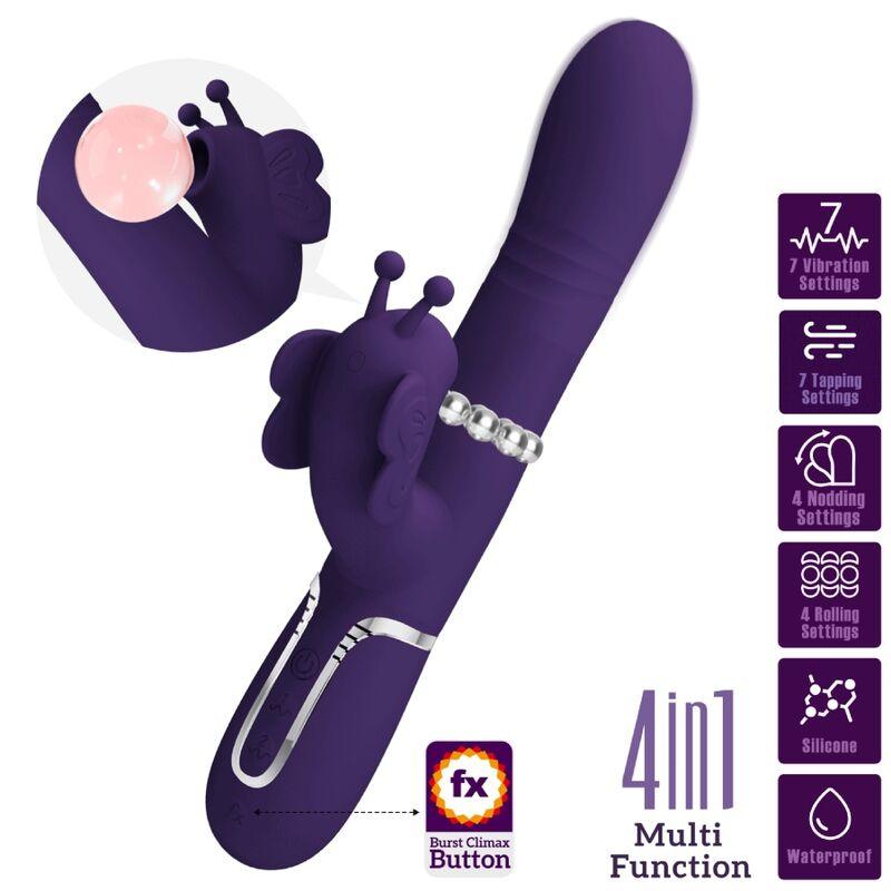 PRETTY LOVE VIBRADOR COELHO MULTIFUNCoES 4 EM 1 BORBOLETA ROXO