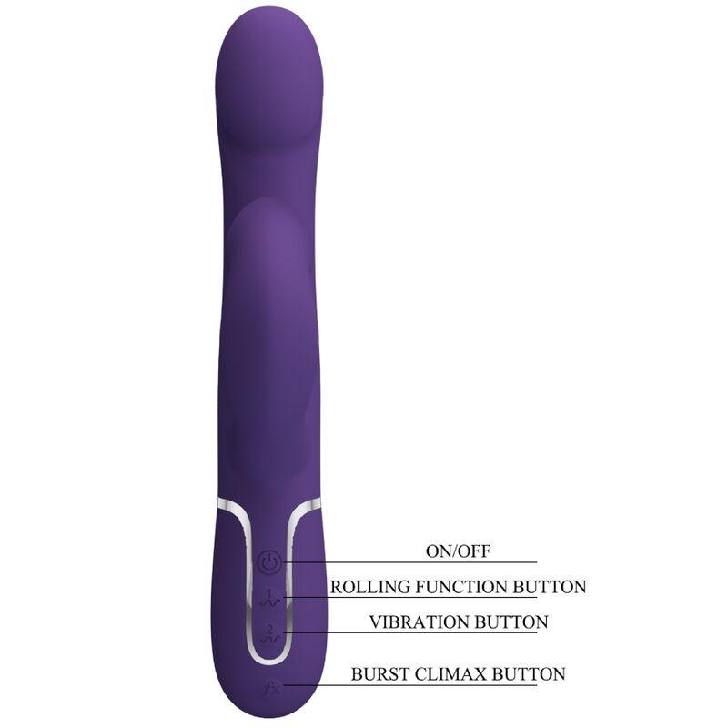 PRETTY LOVE ZALIN VIBRADOR DE COELHO PeROLAS 4 EM 1 ROXO