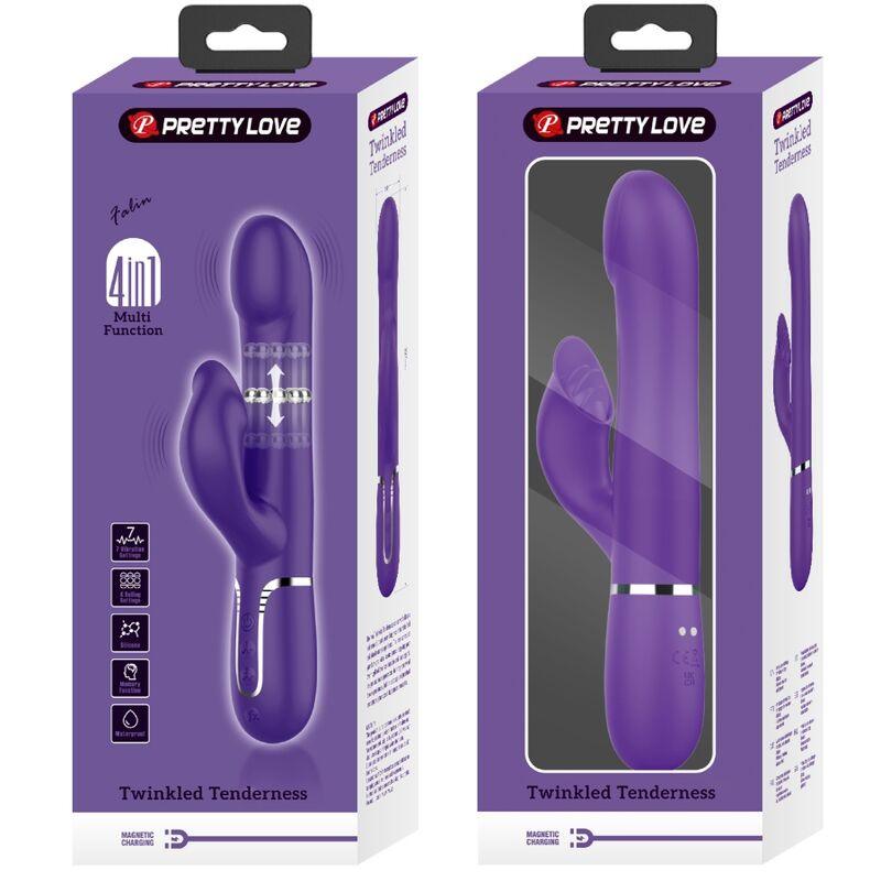 PRETTY LOVE ZALIN VIBRADOR DE COELHO PeROLAS 4 EM 1 ROXO