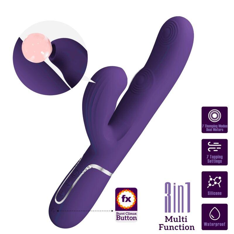 PRETTY LOVE VIBRADOR PERLITA G SPOT 3 EM 1 MULTIFUNO ROXO