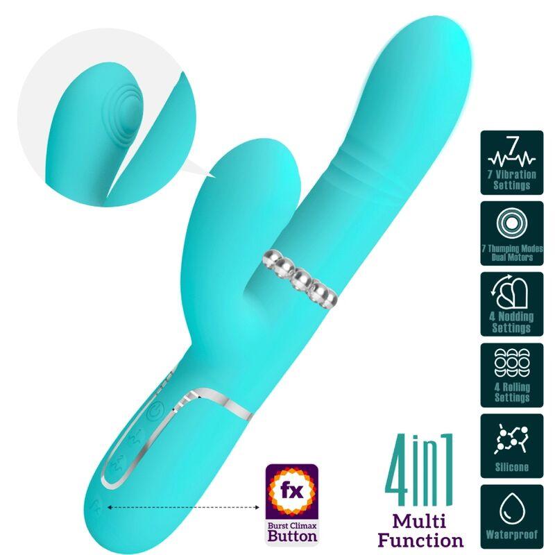 PRETTY LOVE VIBRADOR MULTIFUNCaO G SPOT AQUA VERDE