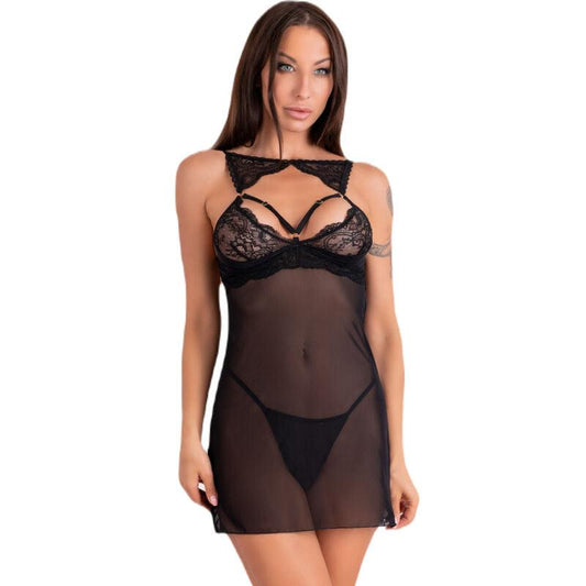 LIVCO CORSETTI FASHION KROLINA LC 90734 CHEMISE TANGA PRETA L XL