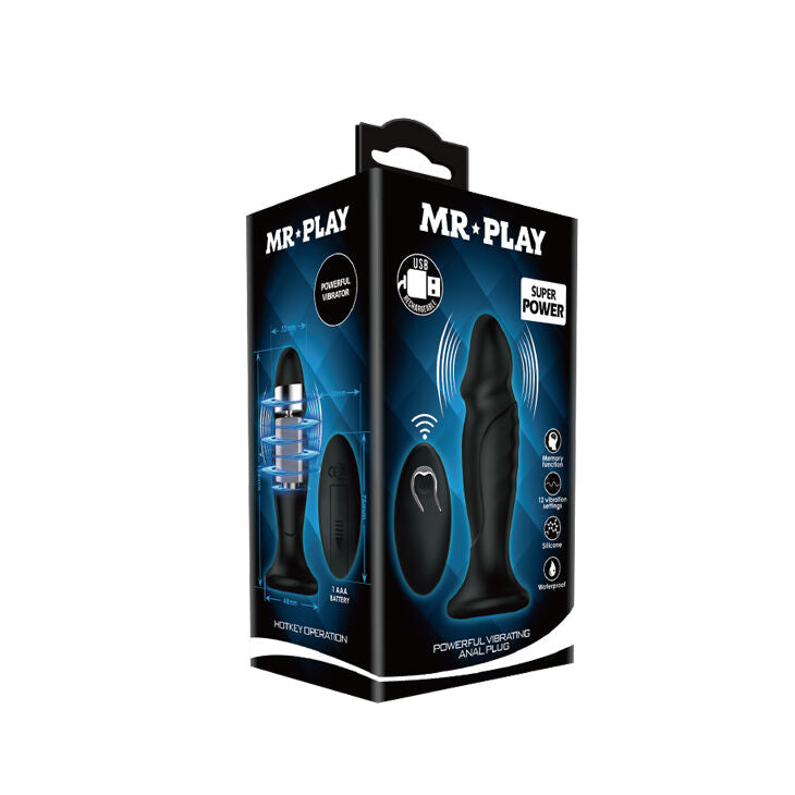 MR PLAY PLUG ANAL COM CONTROLE REMOTO VIBRAO PRETO