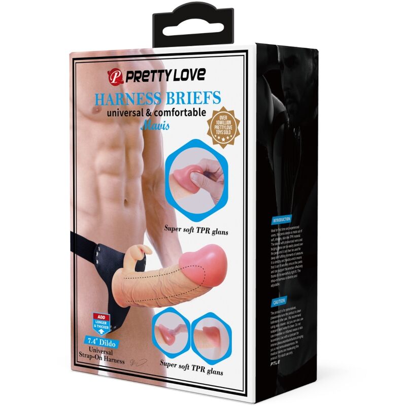 PRETTY LOVE MAVIS HARNESS CUECAS UNIVERSAIS COM DILDO 19 CM NATURAL