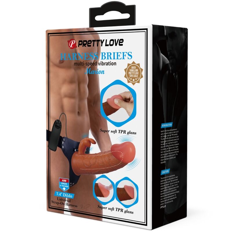 PRETTY LOVE MARION HARNESS CUECAS UNIVERSAIS COM DILDO VIBRAToRIO 19 CM MARROM